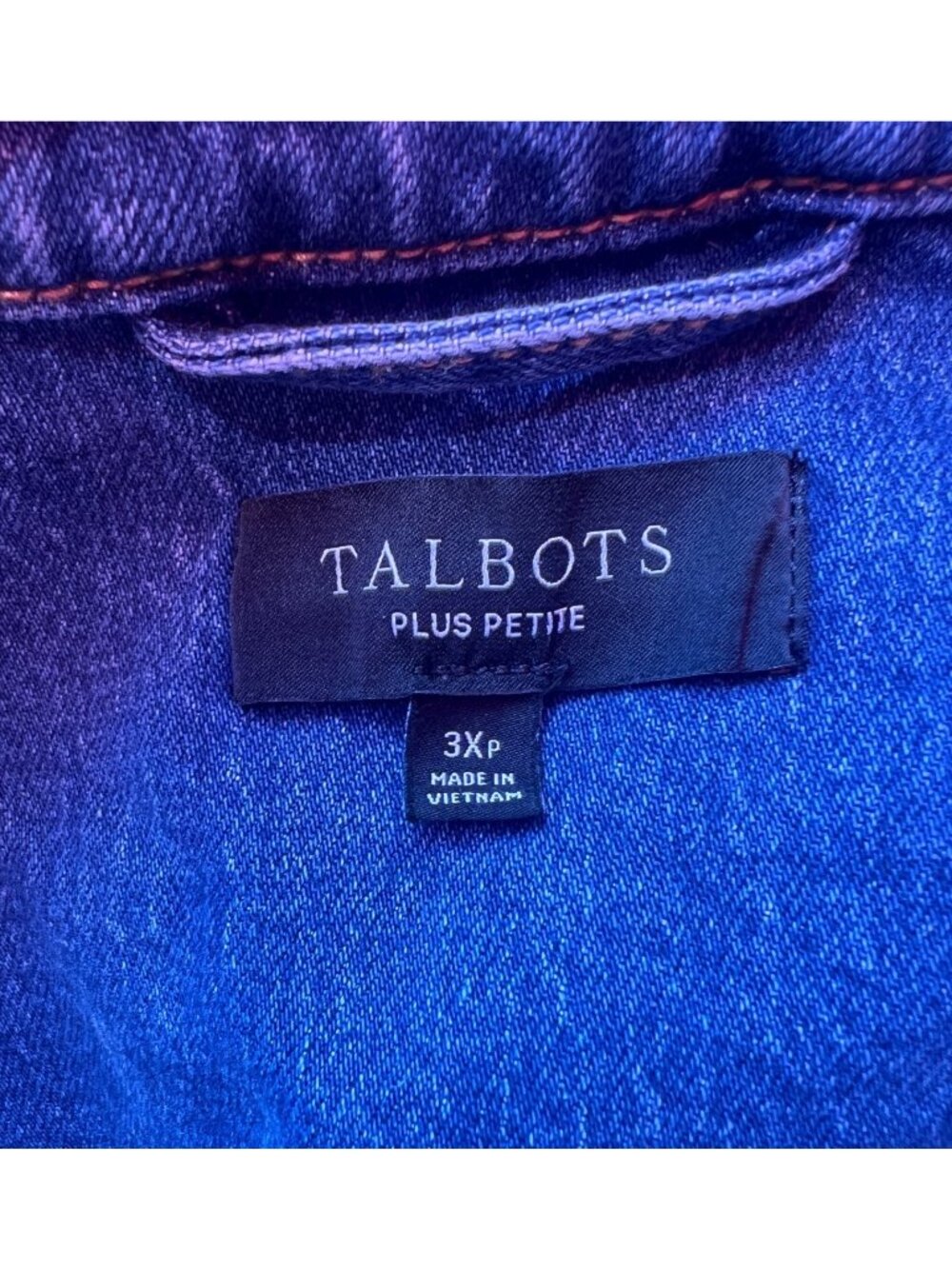 Talbots denim jacket 3X Plus Petite Button Front Pockets Womens classic style - Picture 9 of 9